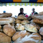 A bread stall at a farmers market
