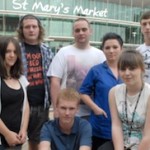 Jade Murphy and her friends at St Mary's Market