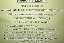 Poster in protest against the proposed market in Corringham