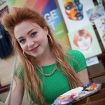 One of the stallholders, Lucy Shaw, 17, art student at Stockport College