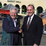 Newton Abbot's Market Manager Mick Ford with Mike Walsh