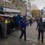 Trader concerns: Market stalls in front of shops on Kidderminster’s High Street. Picture: PHIL LOACH. 481306L.