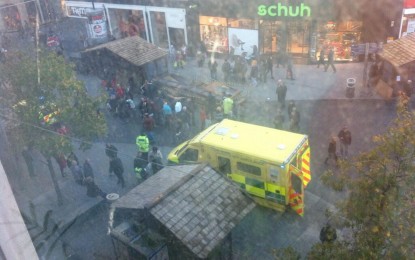Hero saves baby’s life after Christmas market chalet collapses in city centre