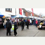 BUSY... scores of traders and shoppers could be seen in Nuneaton yesterday as the market was back on after four cancellations. 