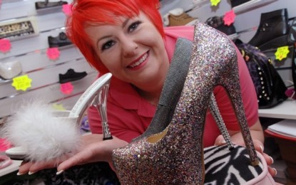 High heels on sale at Stafford market stall for male and female shoe fans