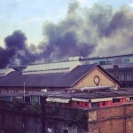 Emergency: smoke billows from the market's roof (Picture: Instagram/curtismck)